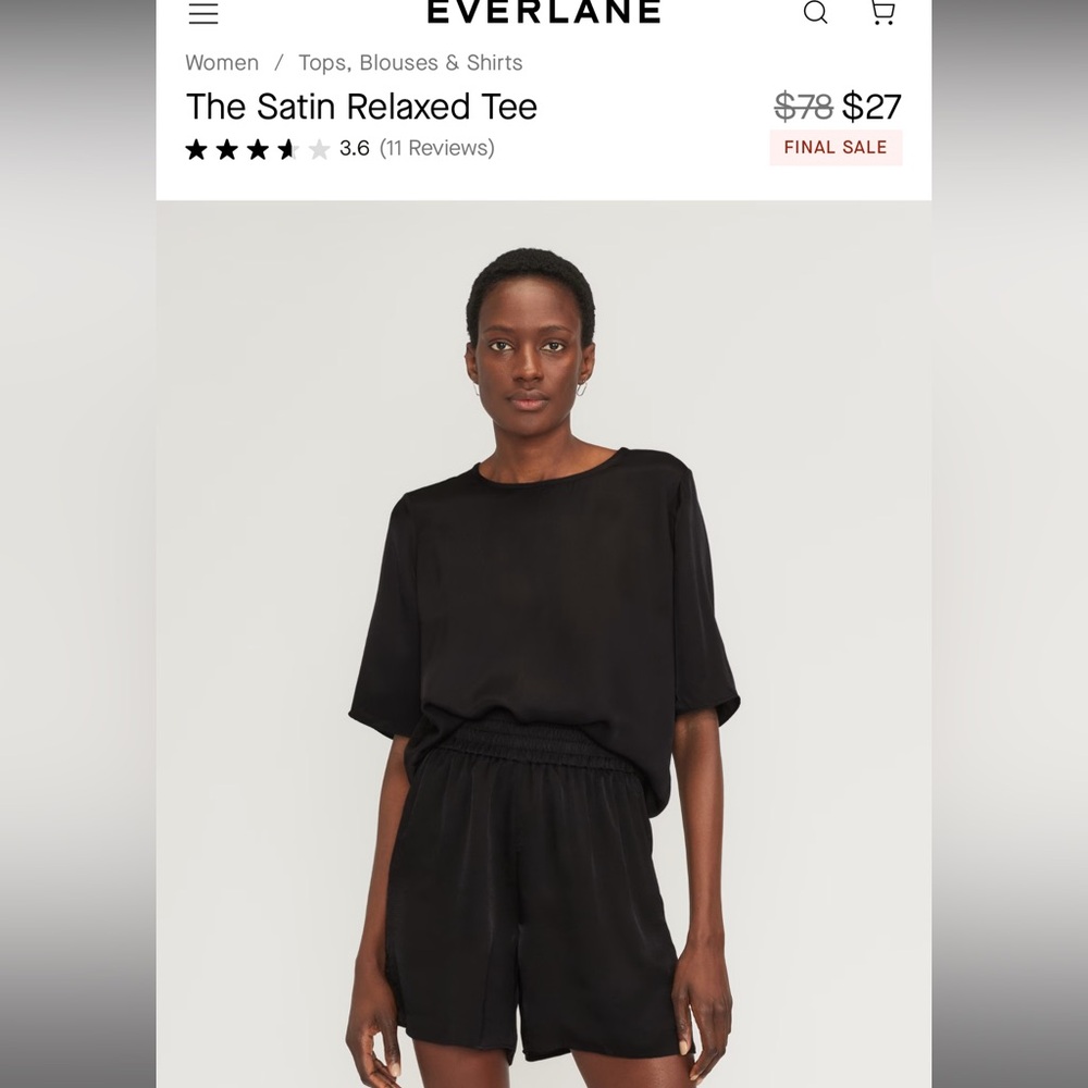 Everlane satin tee and shorts set